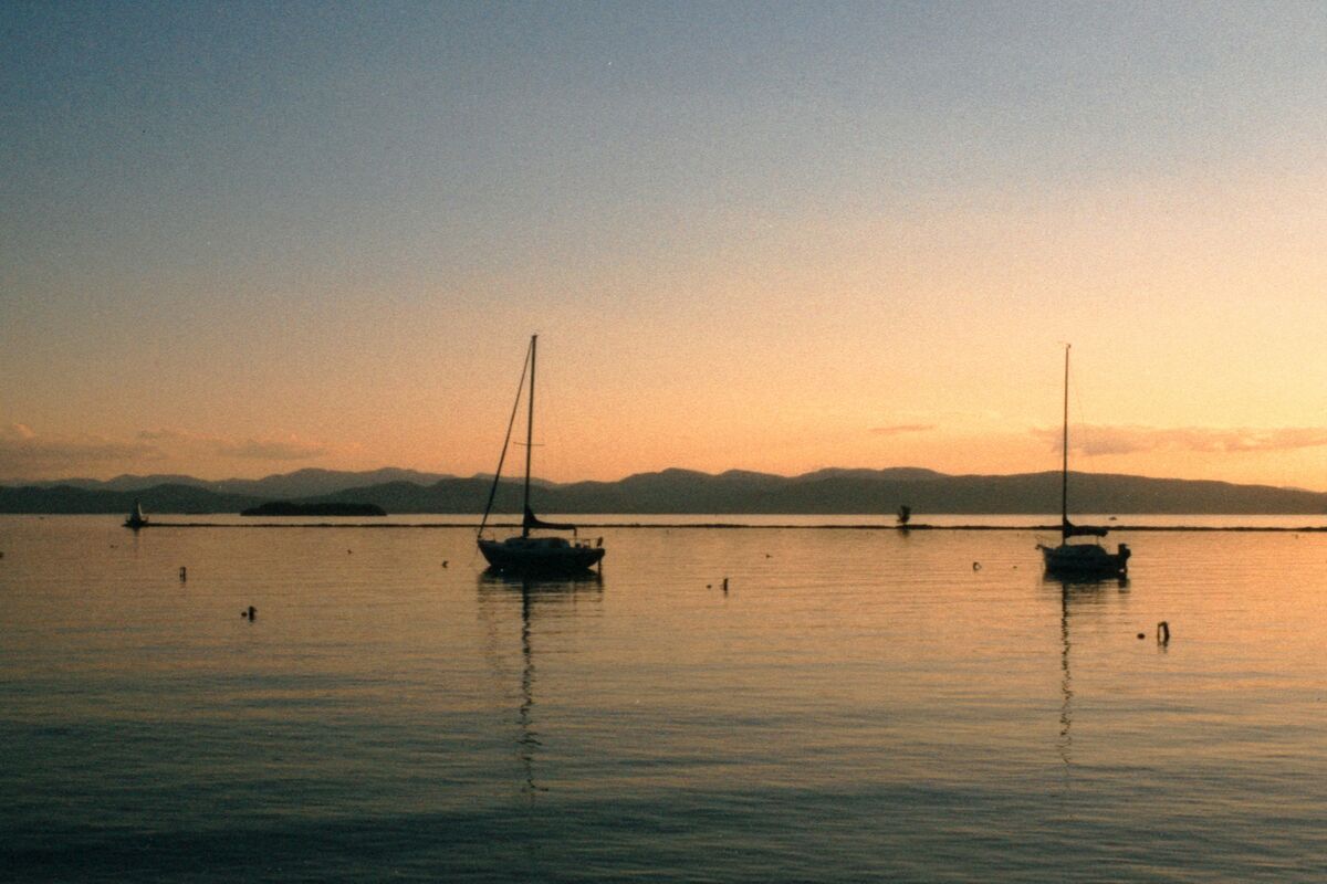 Sunset over Lake Champlain near Burlington, Vermont.
